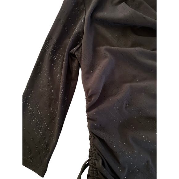 A Byer Vintage Black Sparkle Pullover Ruched Top Large - Picture 4 of 8